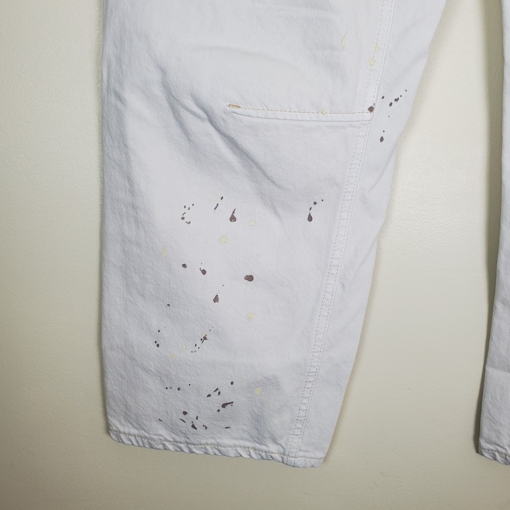 We The Free People Moxie Paint Splatter Barrel Jeans Cargo Utility 26 Ivory - Picture 7 of 14